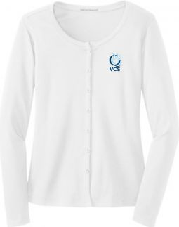 Ladies Concept Stretch Button-Front Cardigan, White